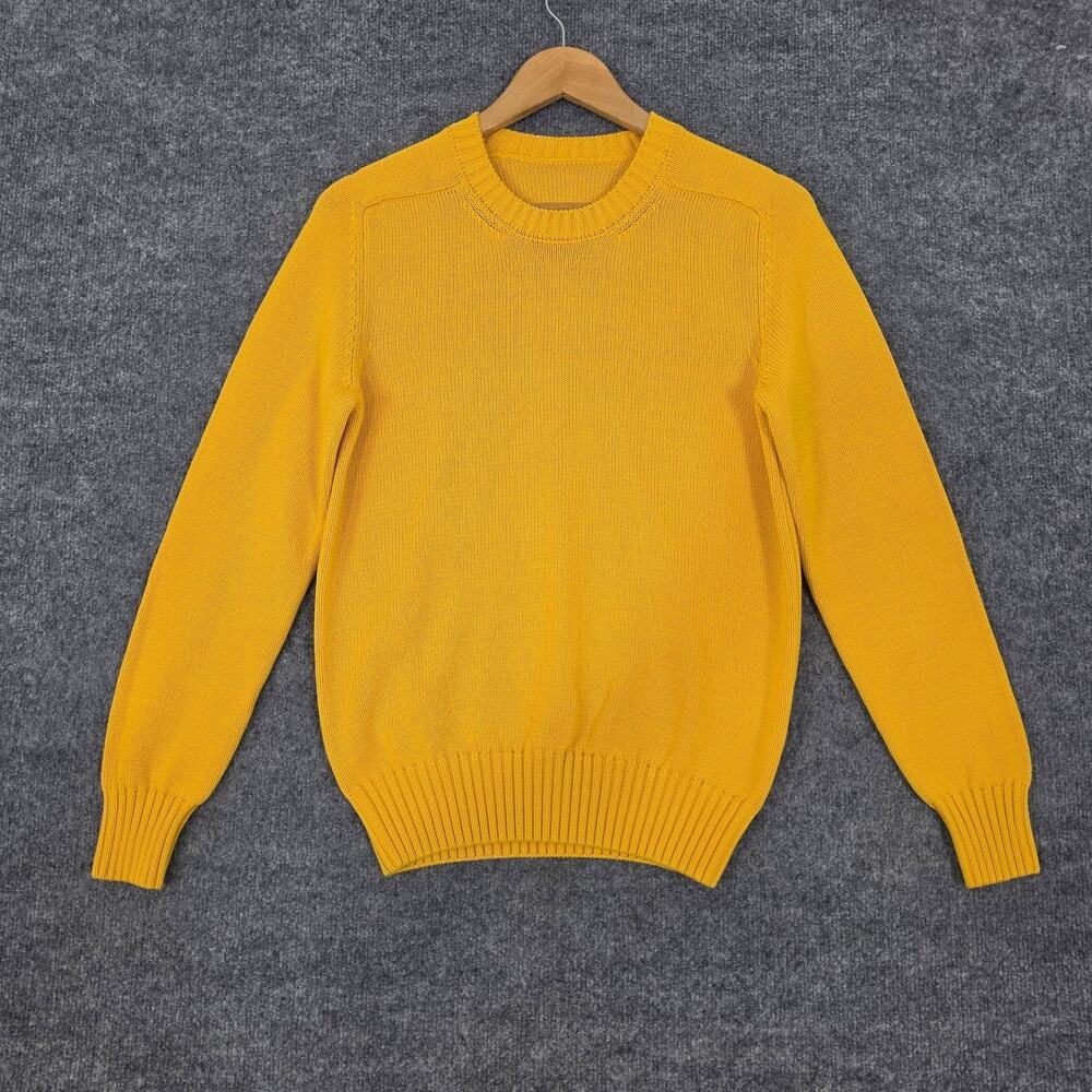 Anderson & Sheppard Sweater Mens XS Cotton Crewneck Yellow Quiet Luxury Preppy